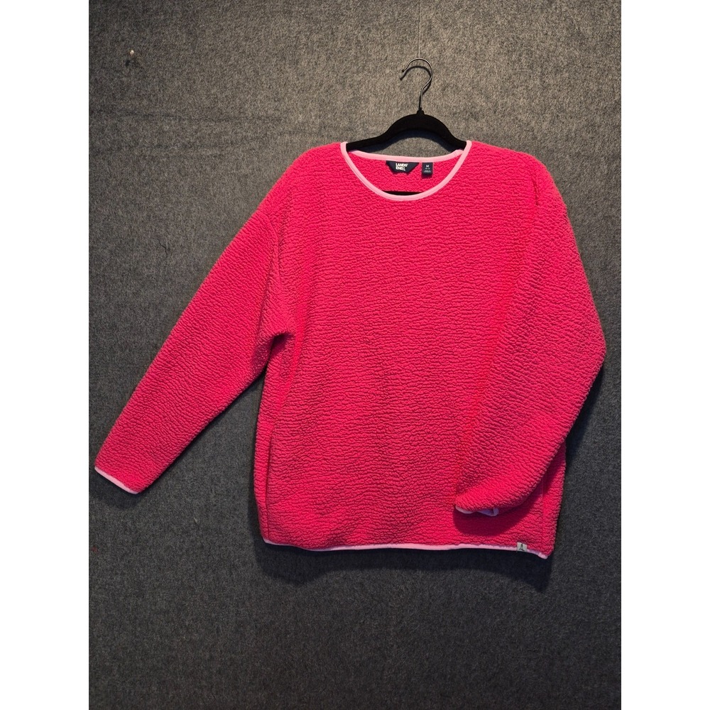 Land's End Hot Pink Women's Long Sleeve Sherpa Fleece Sweatshirt Outdoors